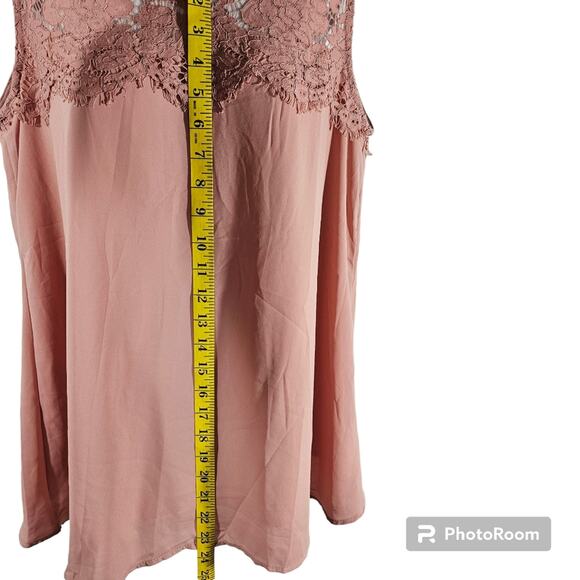 Leo Rosi Women's Lace Tank Top Sleeveless Pink Loose Chiffon Blouse Medi⦠- Picture 5 of 14